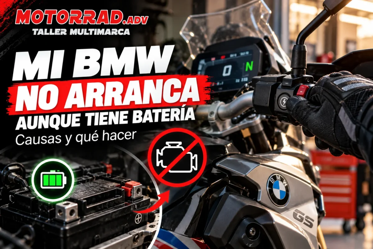 Mi BMW no arranca aunque tiene batería: causas y diagnóstico del sistema de arranque en una moto BMW Motorrad.